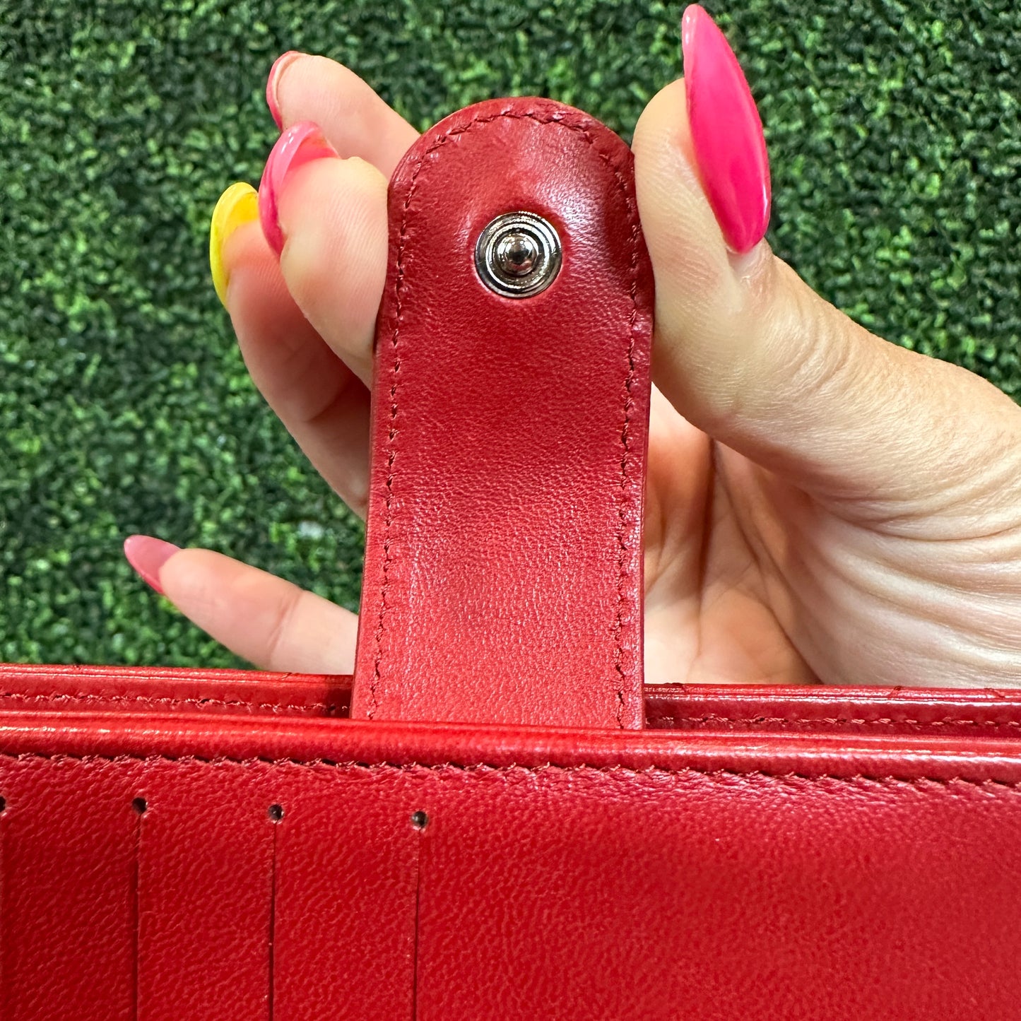 Chanel Red Quilted Leather CC French Wallet