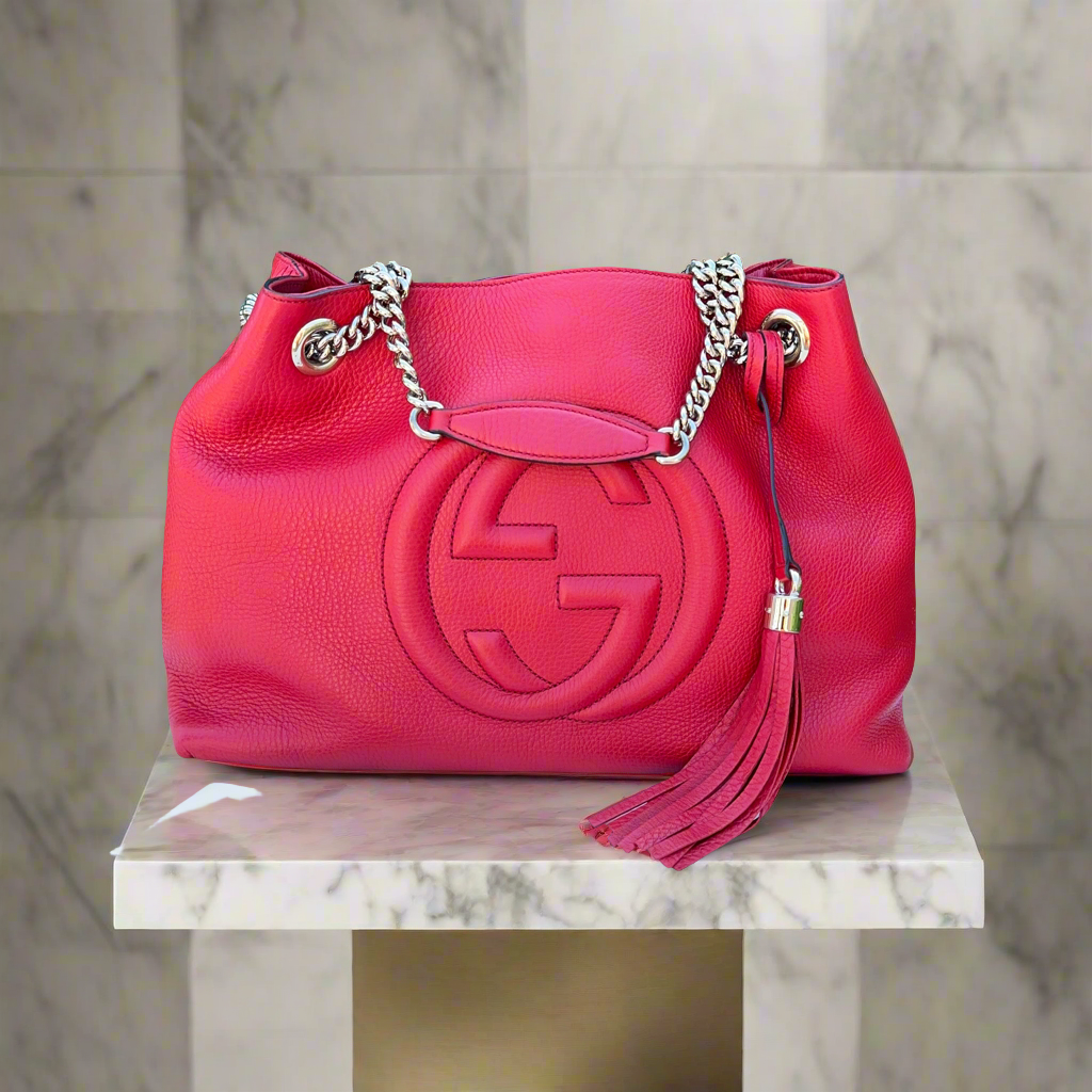 Gucci Red Soho Double Chain Medium Tote