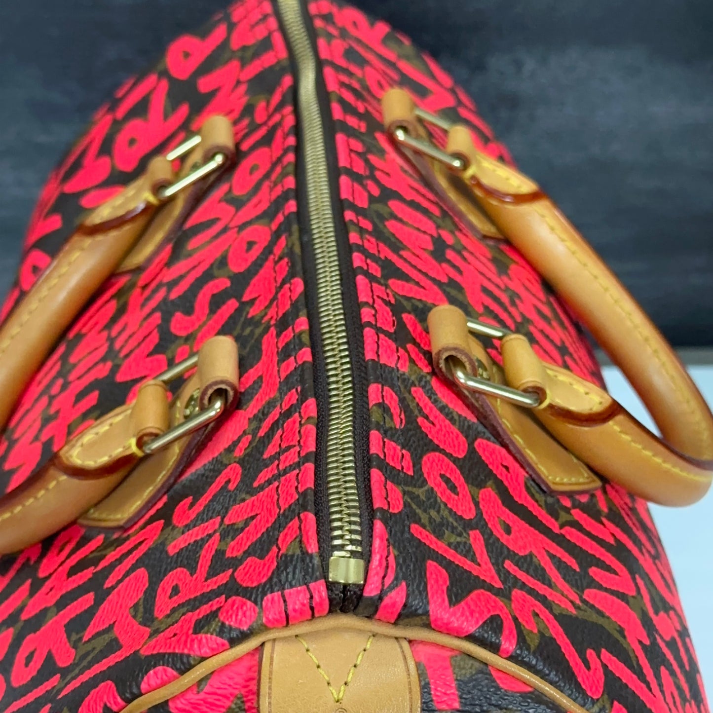 Authentic Pre-Owned Limited Edition Stephen Sprouse Graffiti Speedy 30 in Fuschia Pink