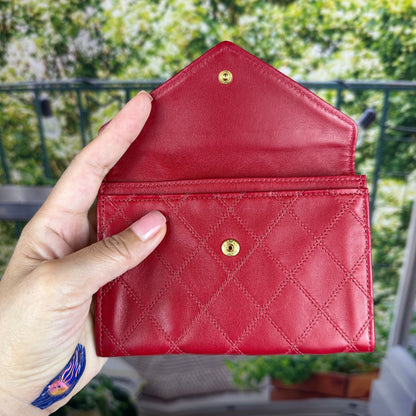 Chanel Red CC Wild Stitch Leather Card Holder