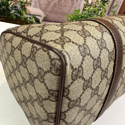 Gucci Vintage GG Coated Canvas Boston Bag Brown