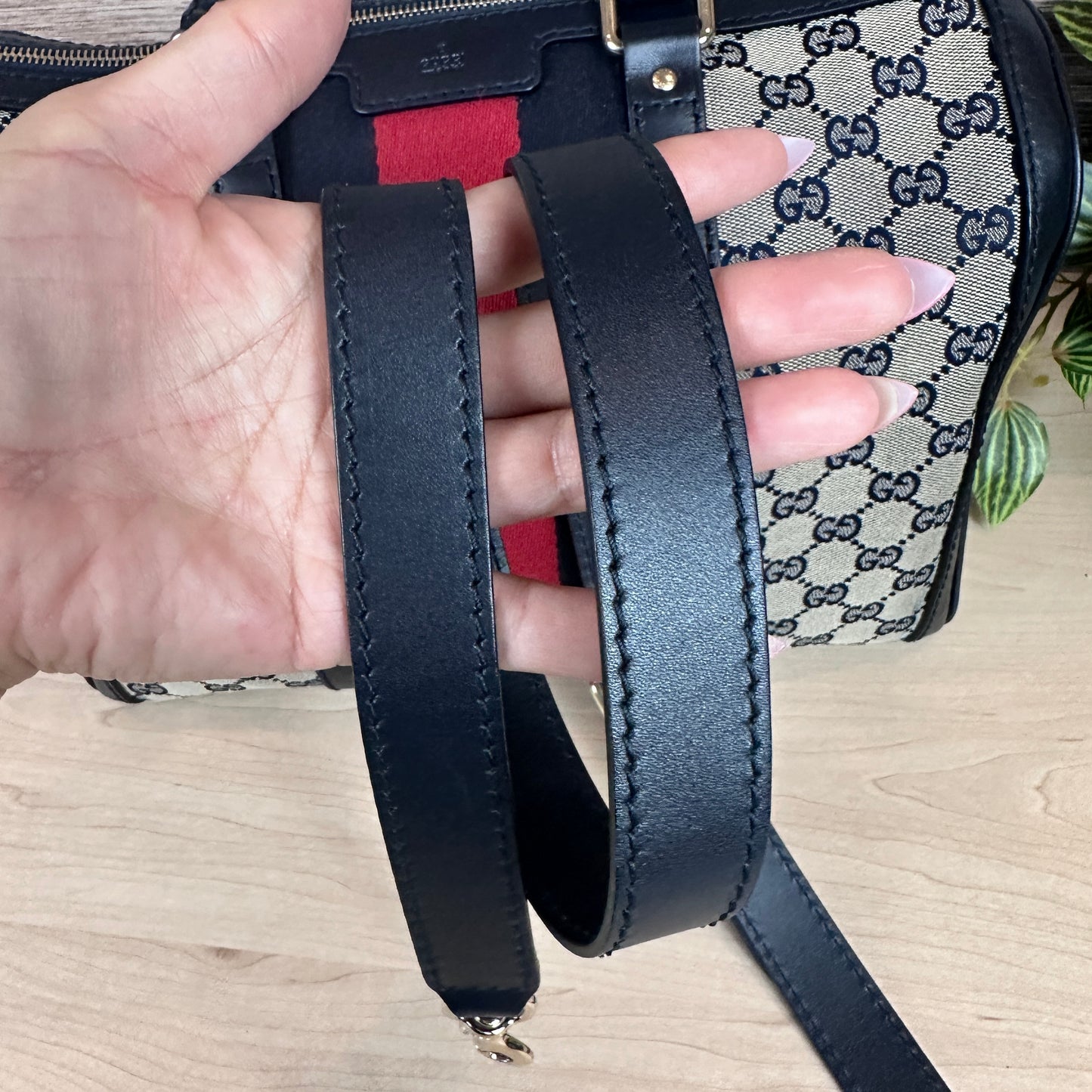 Gucci Original GG Canvas Medium Boston Bag Navy Blue