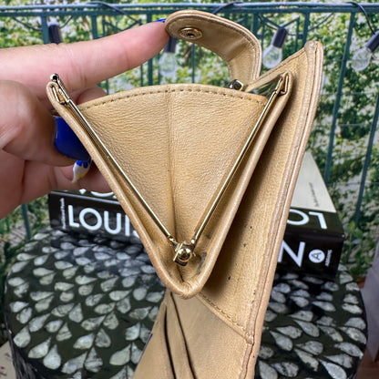 Chanel Tan Caviar Leather CC Compact Bifold Wallet