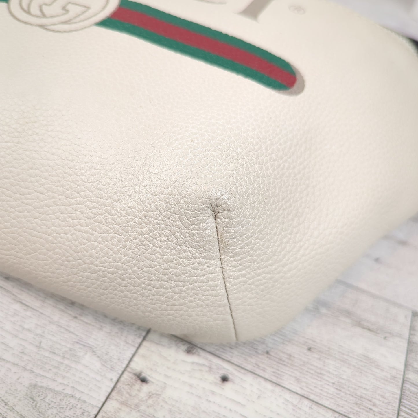Gucci Large White Logo Print Bum Bag