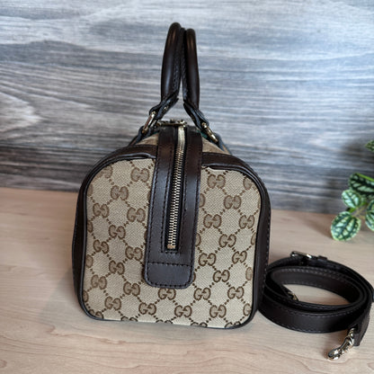 Gucci Original GG Small Boston Vintage Web Dark Brown