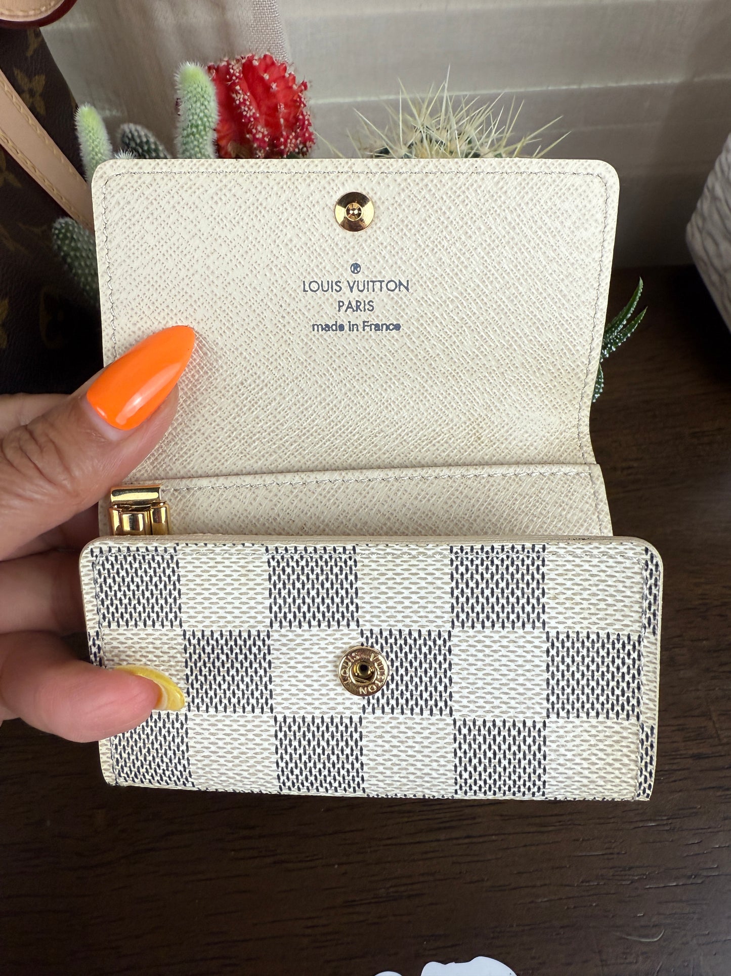 6-Ring Key Holder in Damier Azur