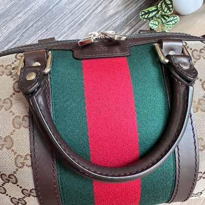 Gucci Original GG Small Boston Vintage Web Dark Brown