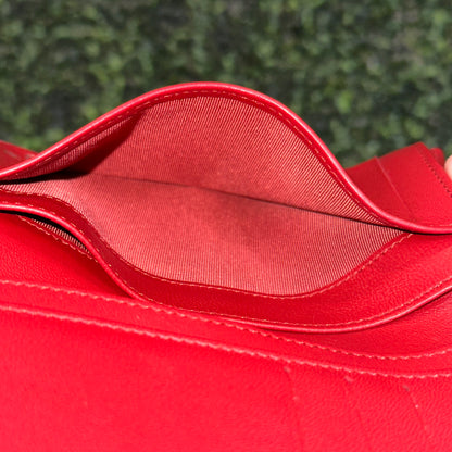 Chanel Red Quilted Leather CC French Wallet
