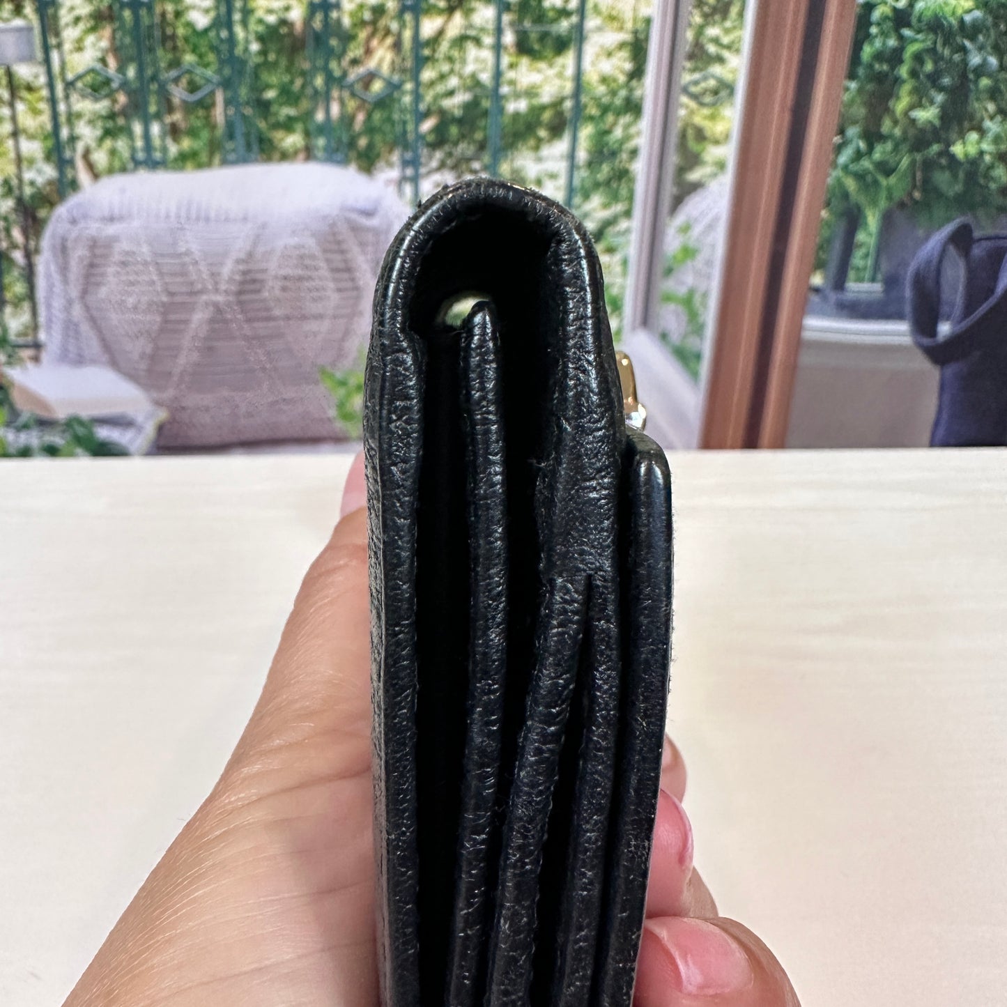 Gucci Junco Black Leather Folio Long Wallet