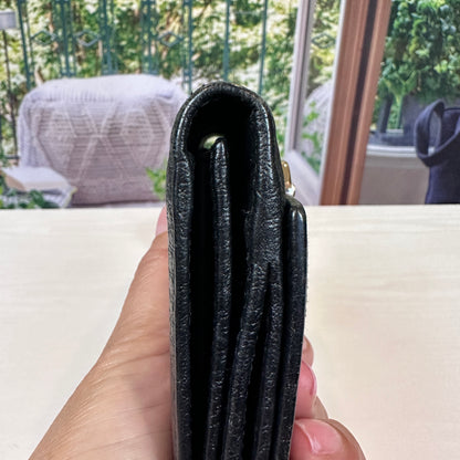Gucci Junco Black Leather Folio Long Wallet