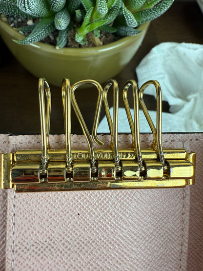 Damier Ebene 6-Ring Key Holder Rose Ballerine Pink