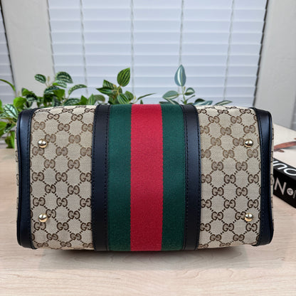 Gucci Original Boston Web  Black Leather