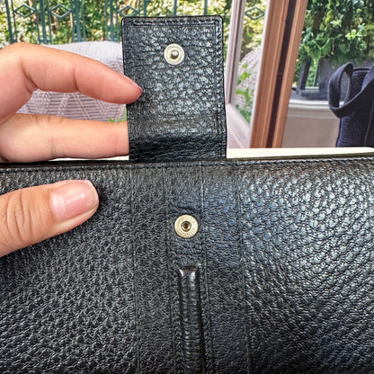 Gucci Junco Black Leather Folio Long Wallet