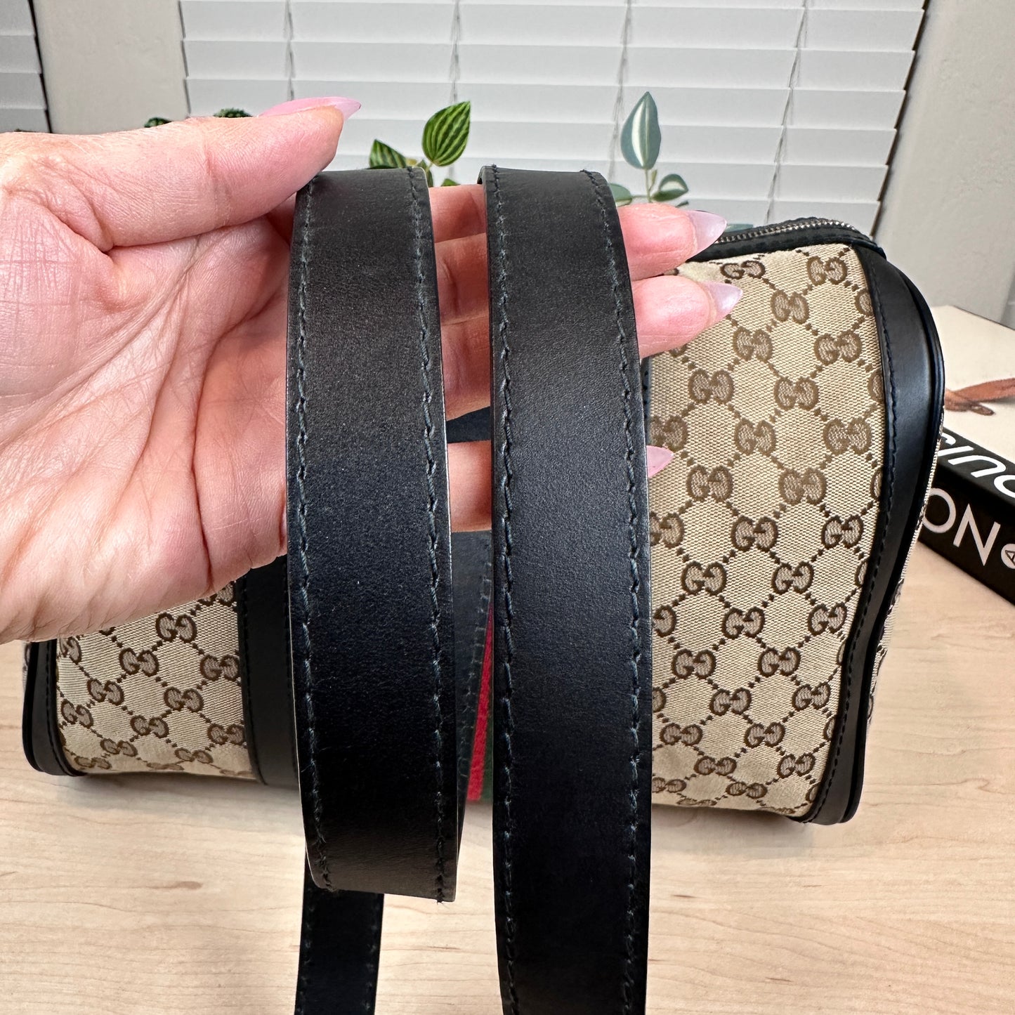 Gucci Original Boston Web  Black Leather