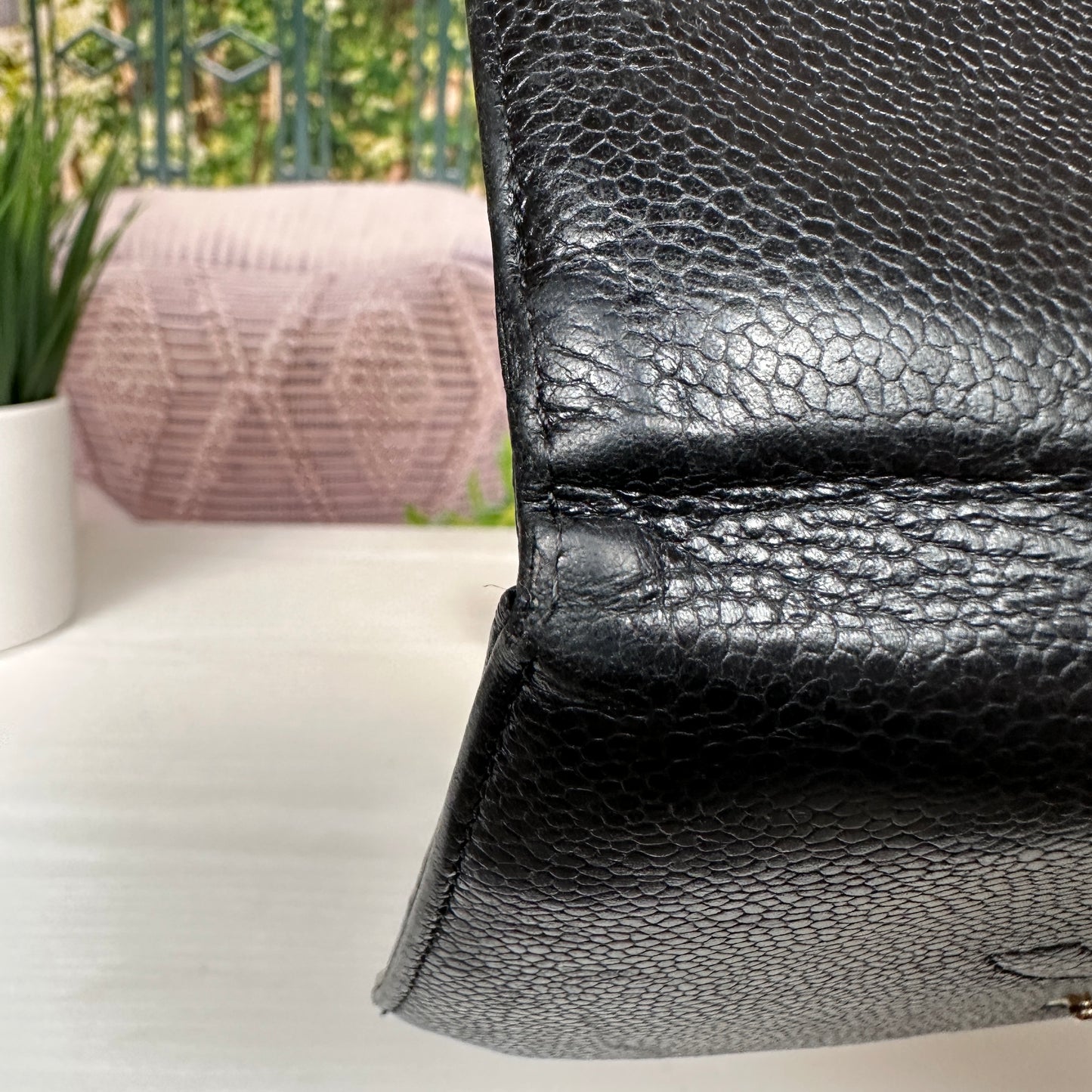 Chanel Black Caviar Leather Vintage Timeless CC French Wallet