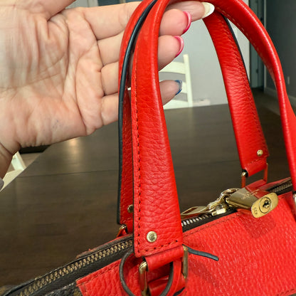 Retiro NM 2-Way Bag in Coquelicot Leather and
Monogram Canvas