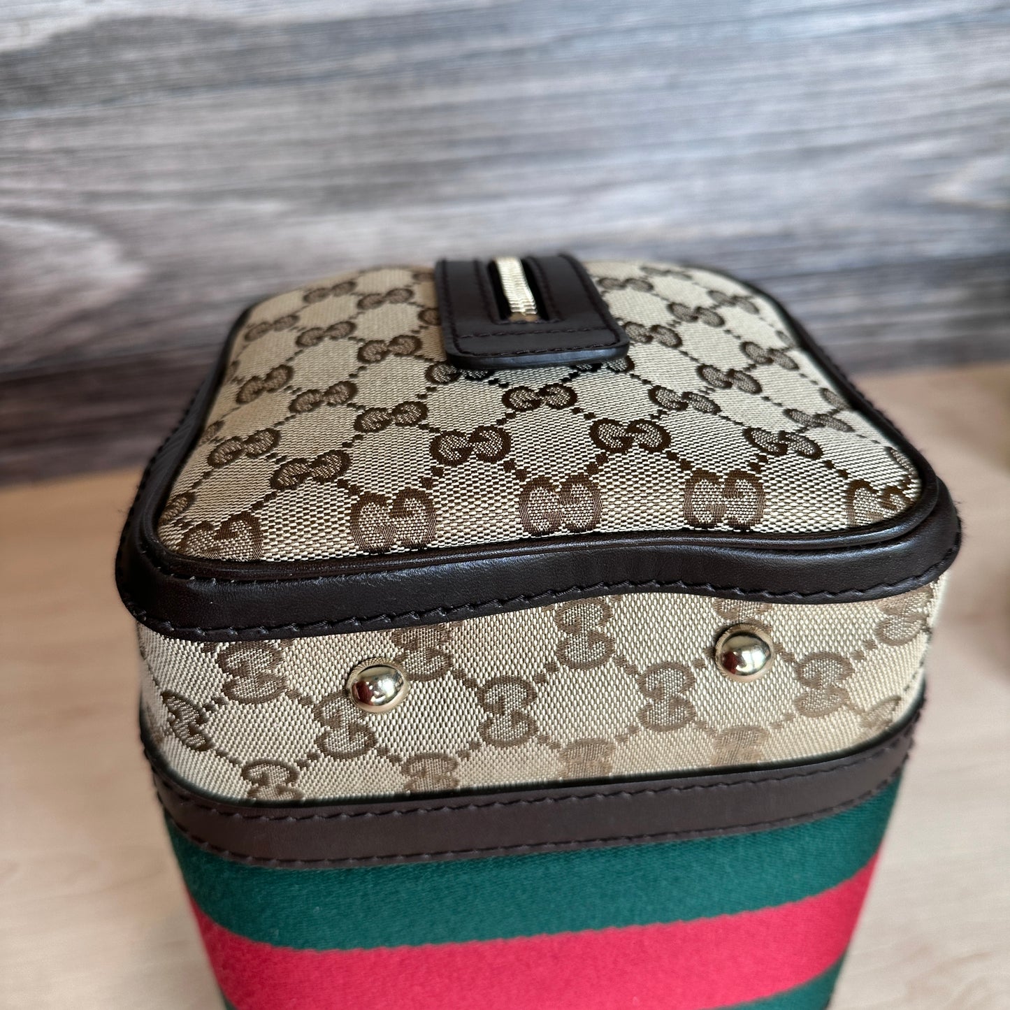 Gucci Original GG Small Boston Vintage Web Dark Brown