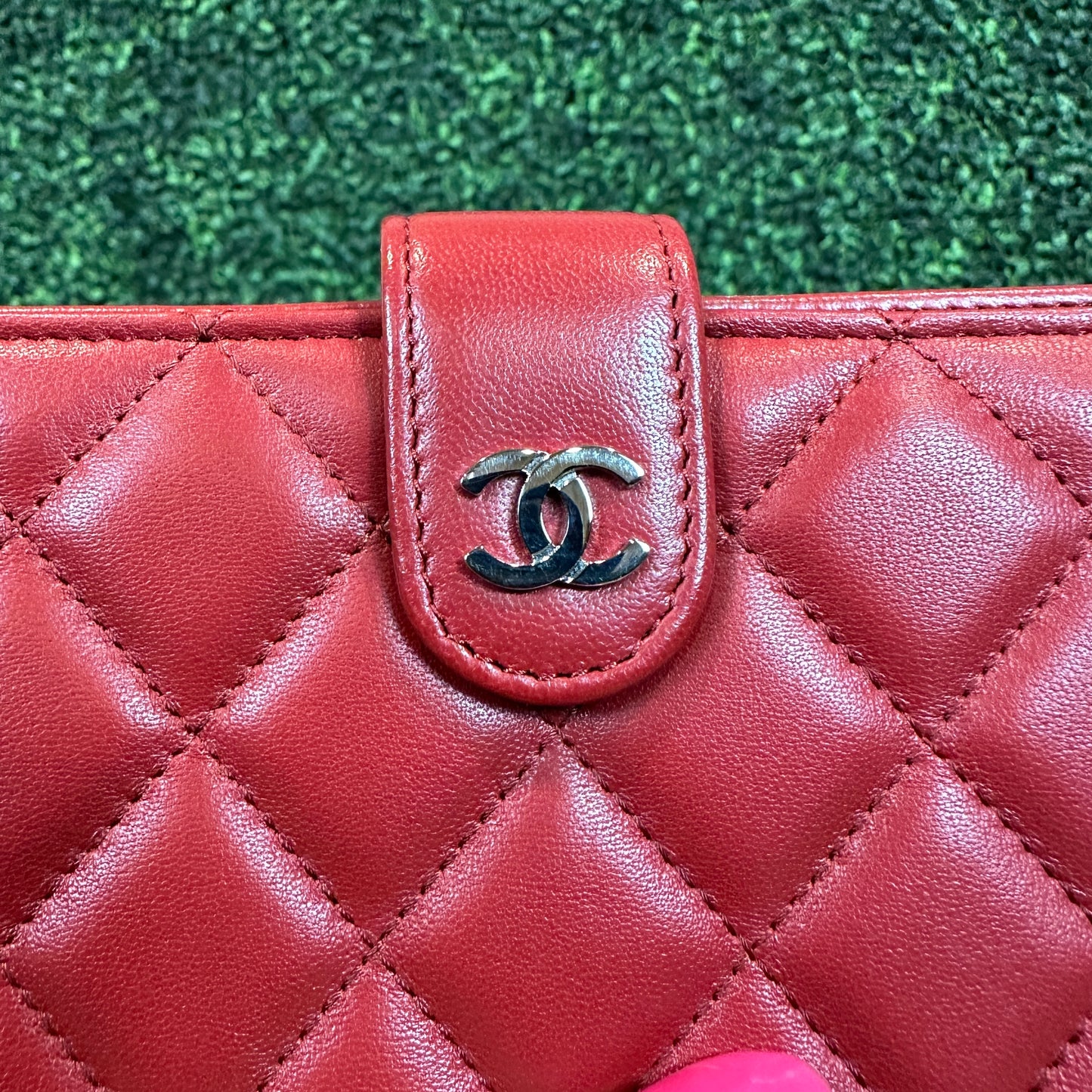 Chanel Red Quilted Leather CC French Wallet