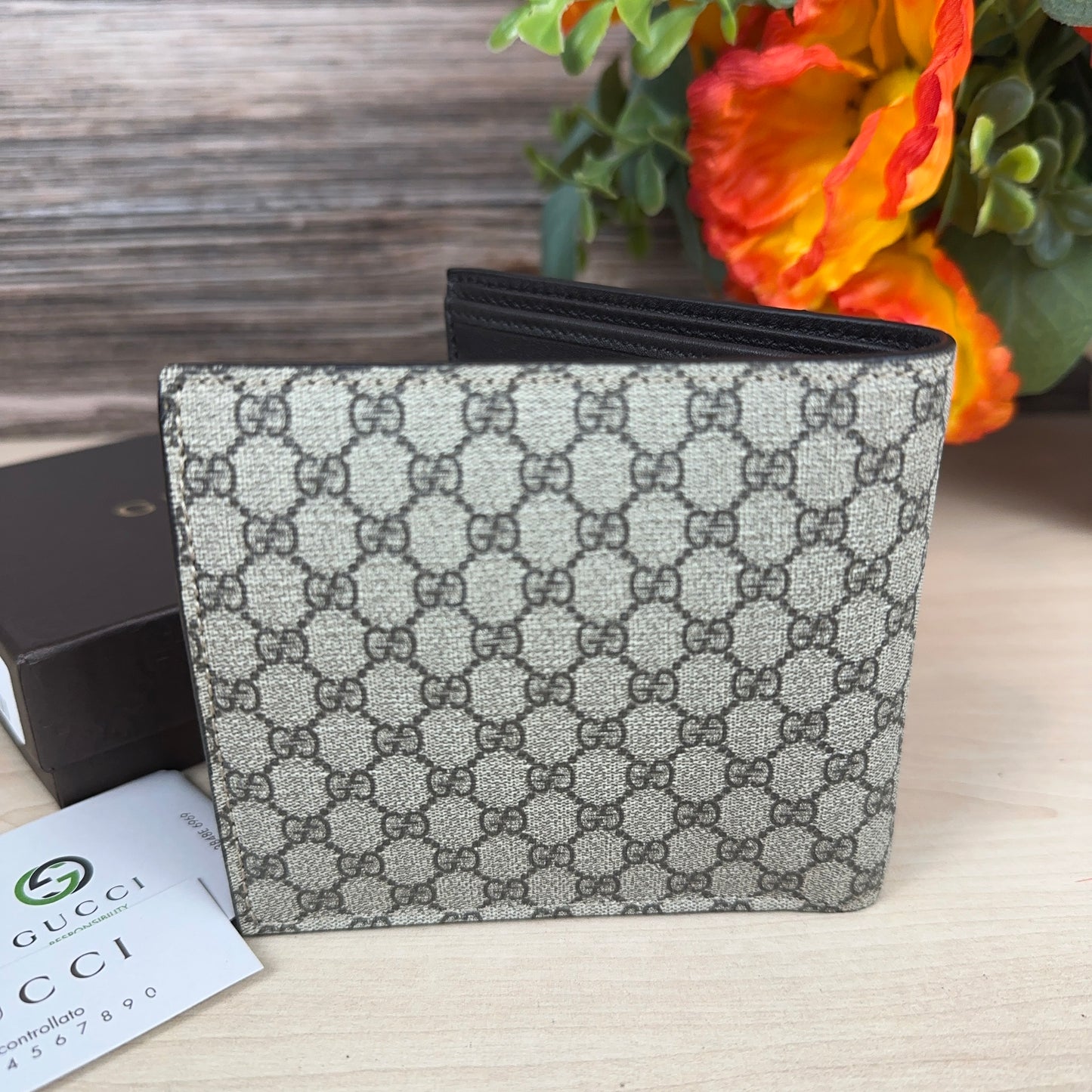 Gucci Micro GG Unisex Bifold Wallet Brown