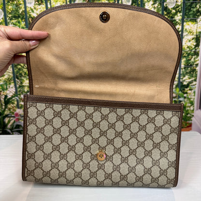 Gucci Brown GG Supreme Web Clutch Bag