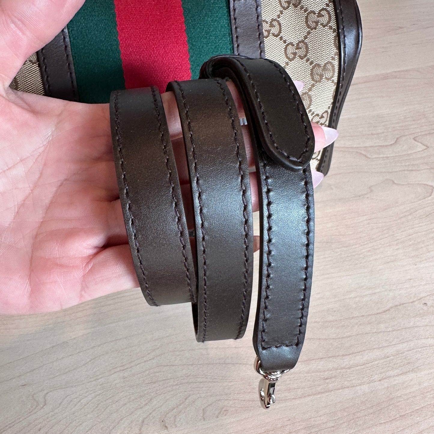 Gucci Original GG Small Boston Vintage Web Dark Brown