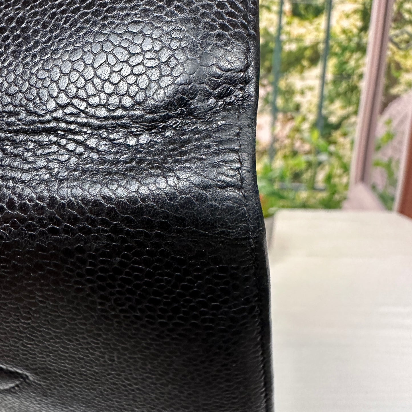 Chanel Black Caviar Leather Vintage Timeless CC French Wallet