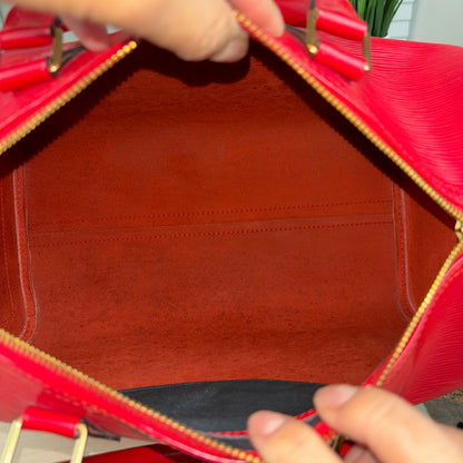 Louis Vuitton Red Epi Speedy 30 with Free Wallet
