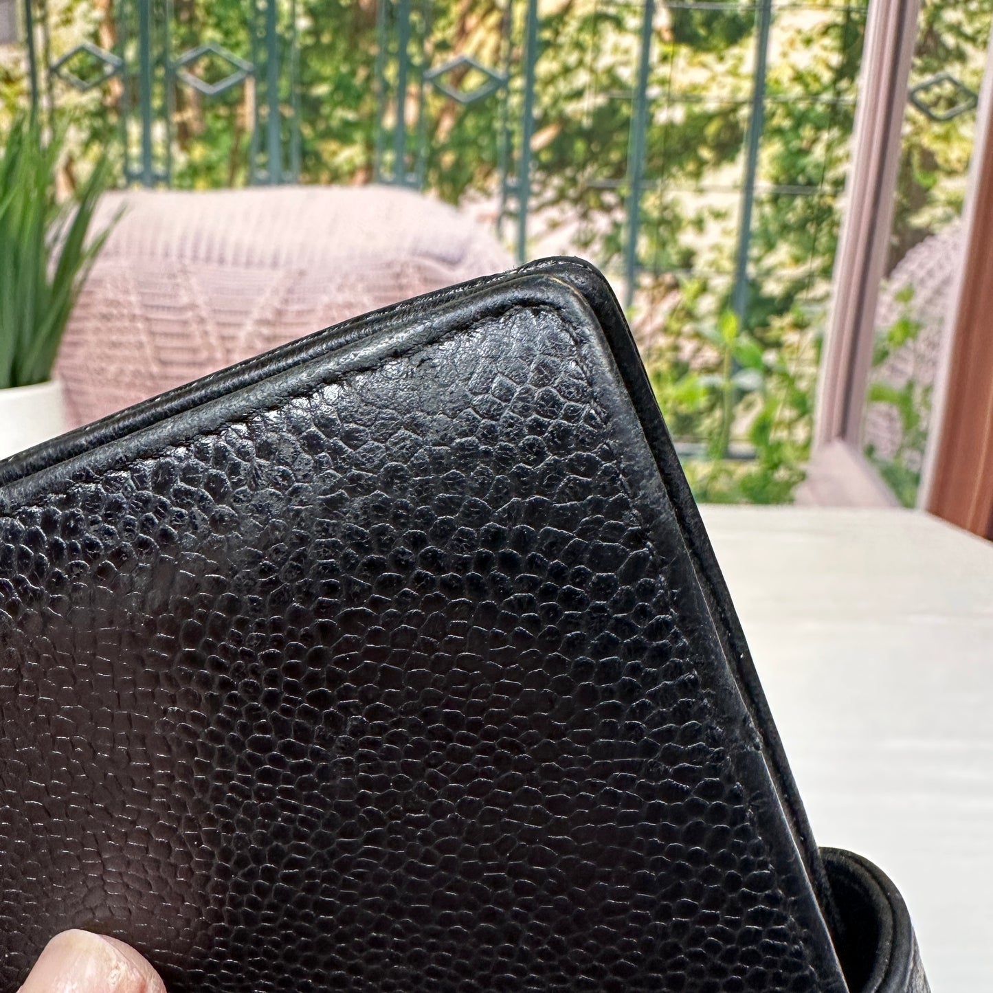 Chanel Black Caviar Leather Vintage Timeless CC French Wallet