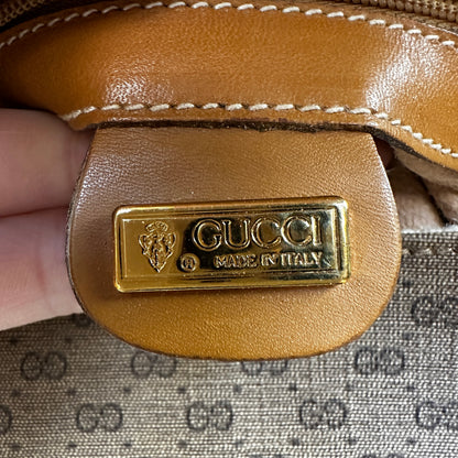 Gucci Micro GG Brown Coated Canvas Flap Crossbody Bag
