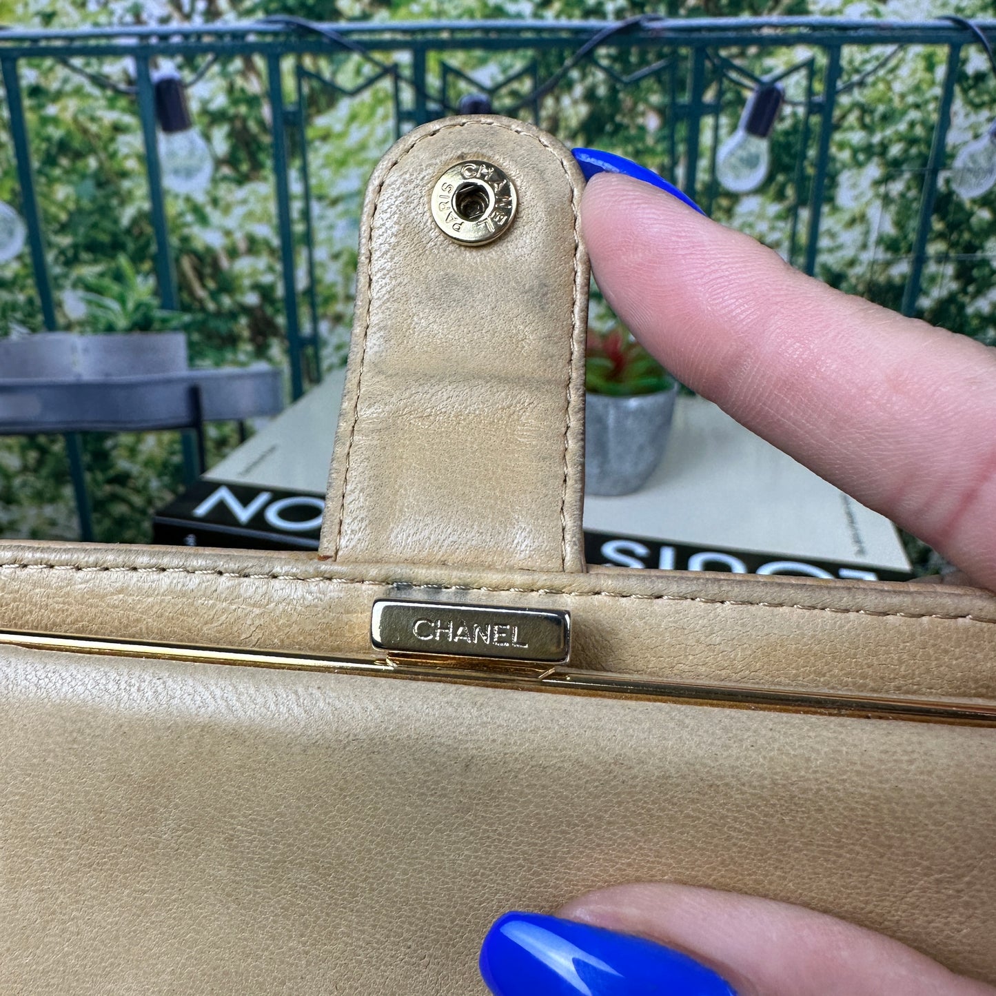 Chanel Tan Caviar Leather CC Compact Bifold Wallet
