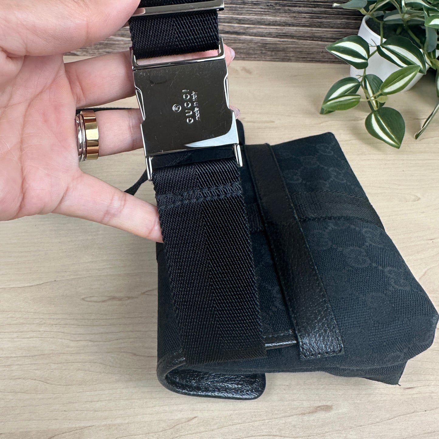 Gucci GG Web Buckle Belt Bag Black