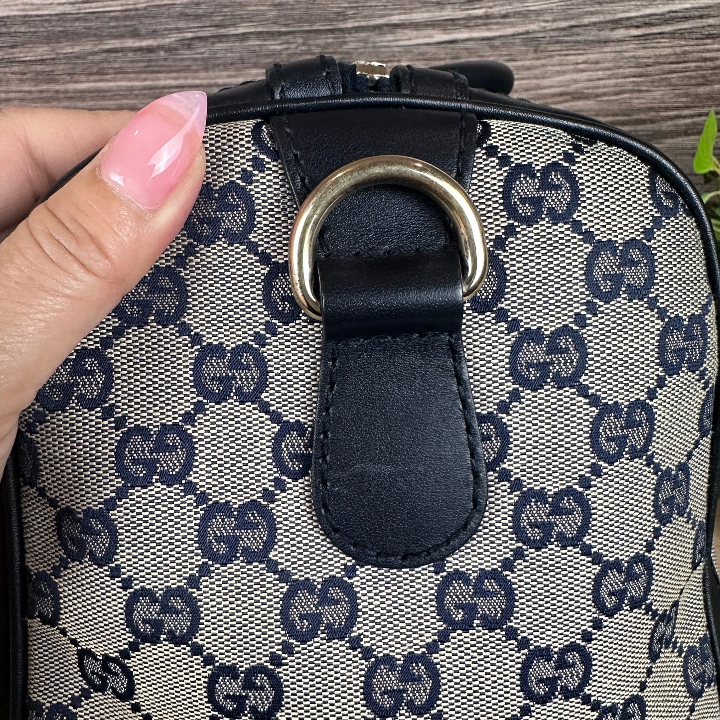 Gucci Original GG Canvas Medium Boston Bag Navy Blue
