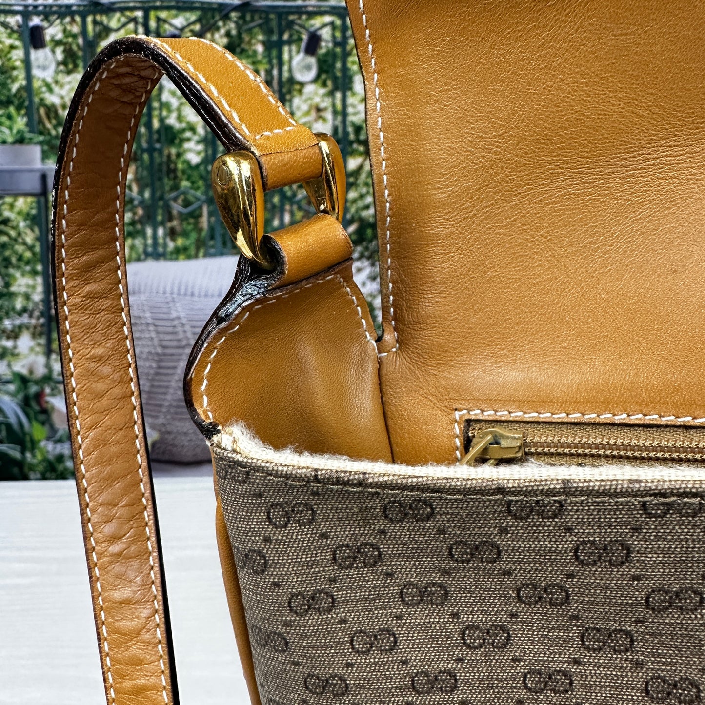 Gucci Micro GG Brown Coated Canvas Flap Crossbody Bag