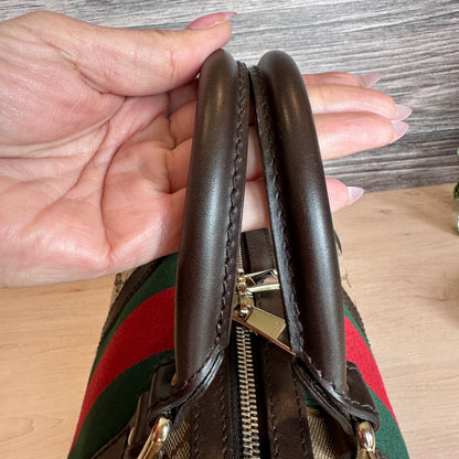 Gucci Original GG Small Boston Vintage Web Dark Brown