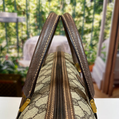 Gucci Vintage GG Coated Canvas Boston Bag Brown