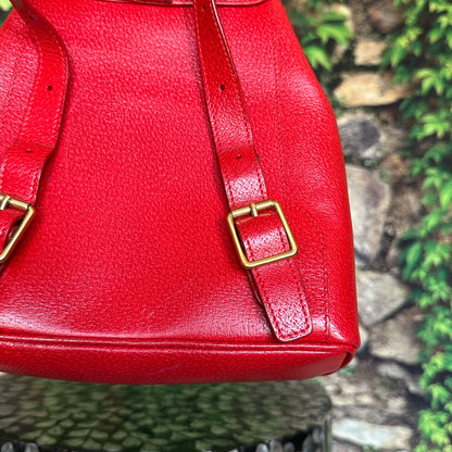Gucci Red Bamboo Leather  Backpack