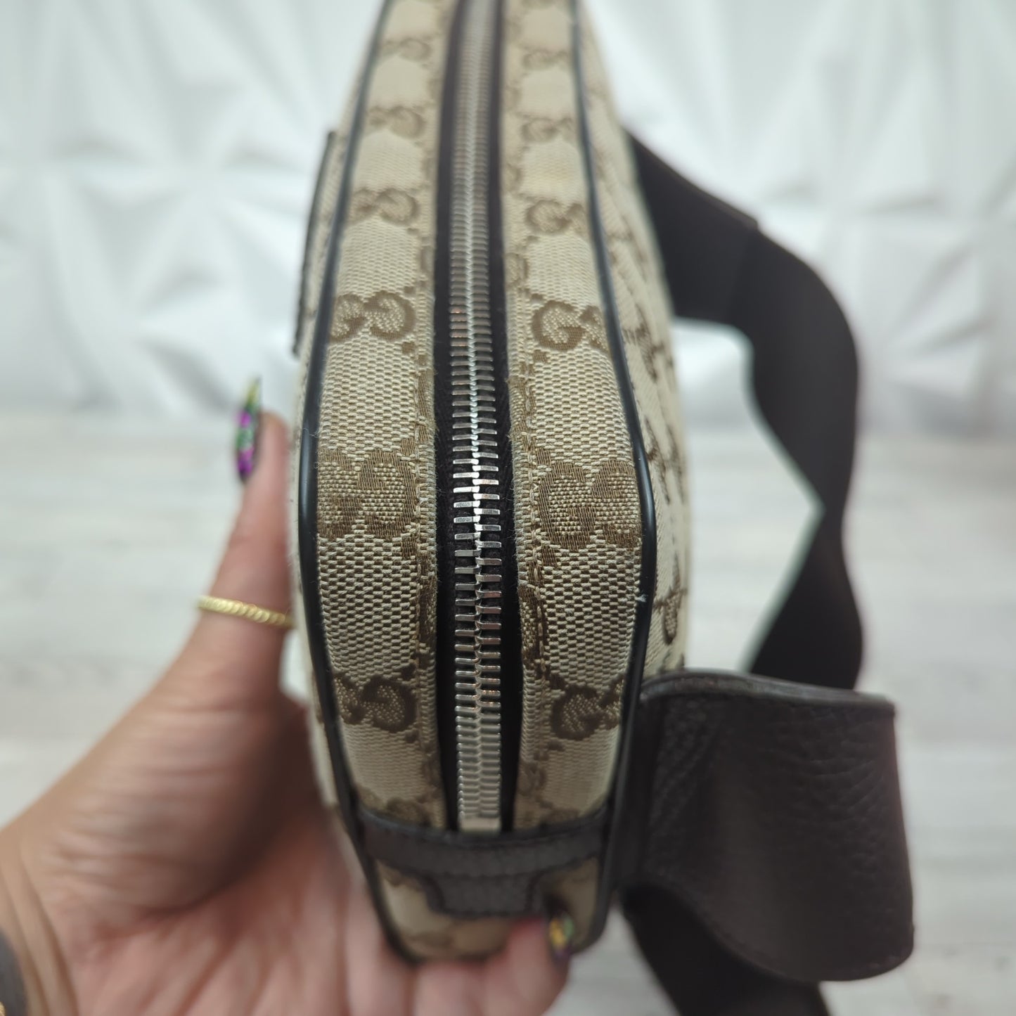 Gucci Original Monogram Belt Bag Dark Brown
