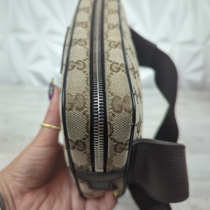 Gucci Original Monogram Belt Bag Dark Brown