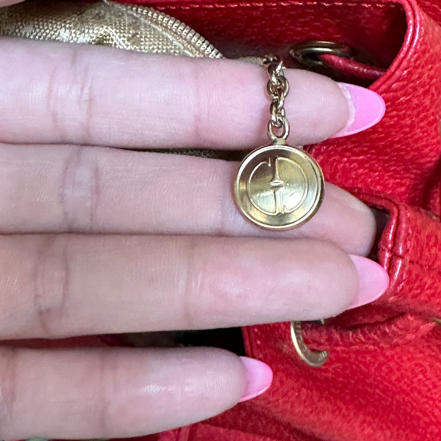 Gucci Red Bamboo Leather  Backpack