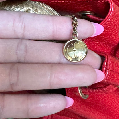 Gucci Red Bamboo Leather  Backpack
