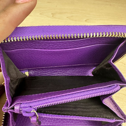 Gucci Purple Pebbled Leather Soho Zippy Compact Wallet