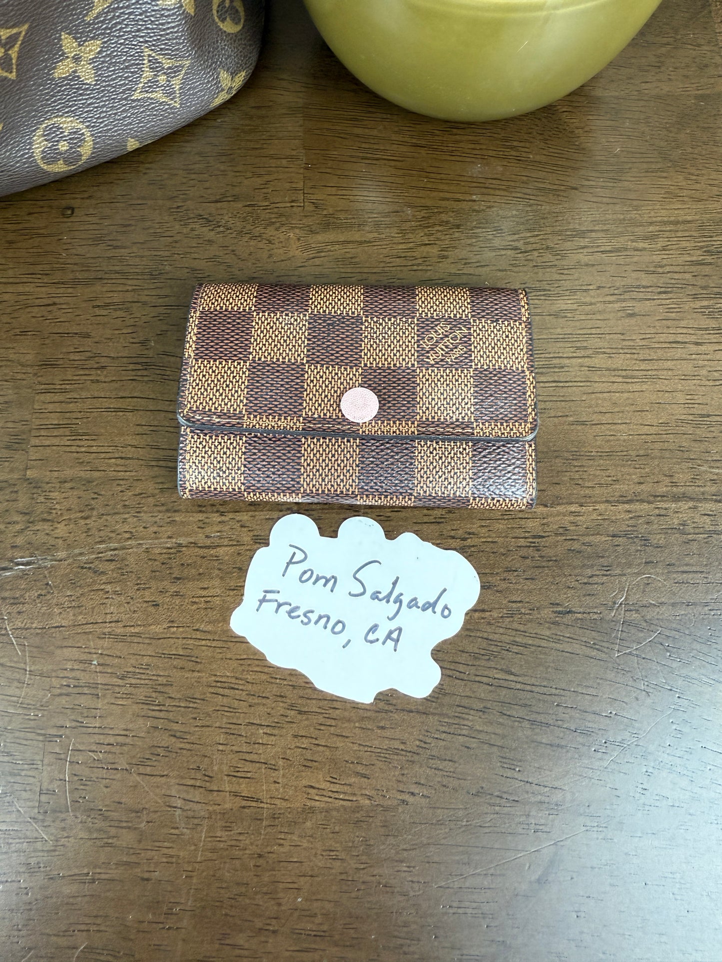 Damier Ebene 6-Ring Key Holder Rose Ballerine Pink