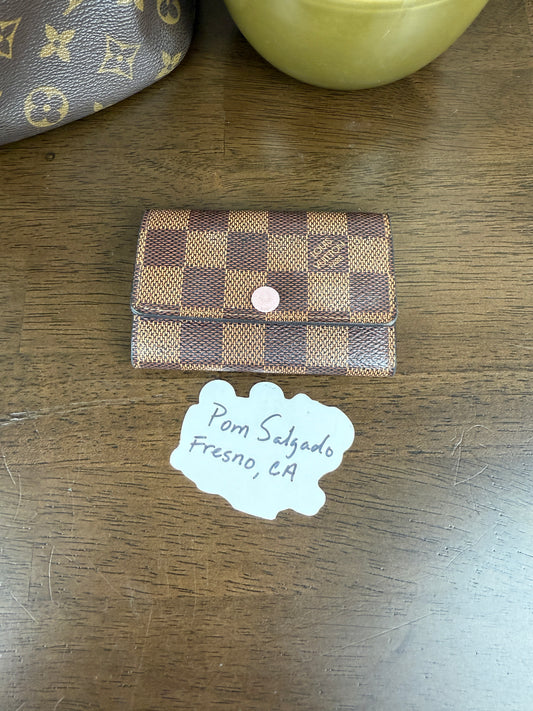 Damier Ebene 6-Ring Key Holder Rose Ballerine Pink