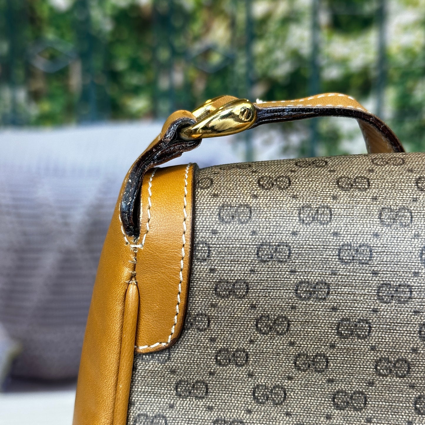Gucci Micro GG Brown Coated Canvas Flap Crossbody Bag