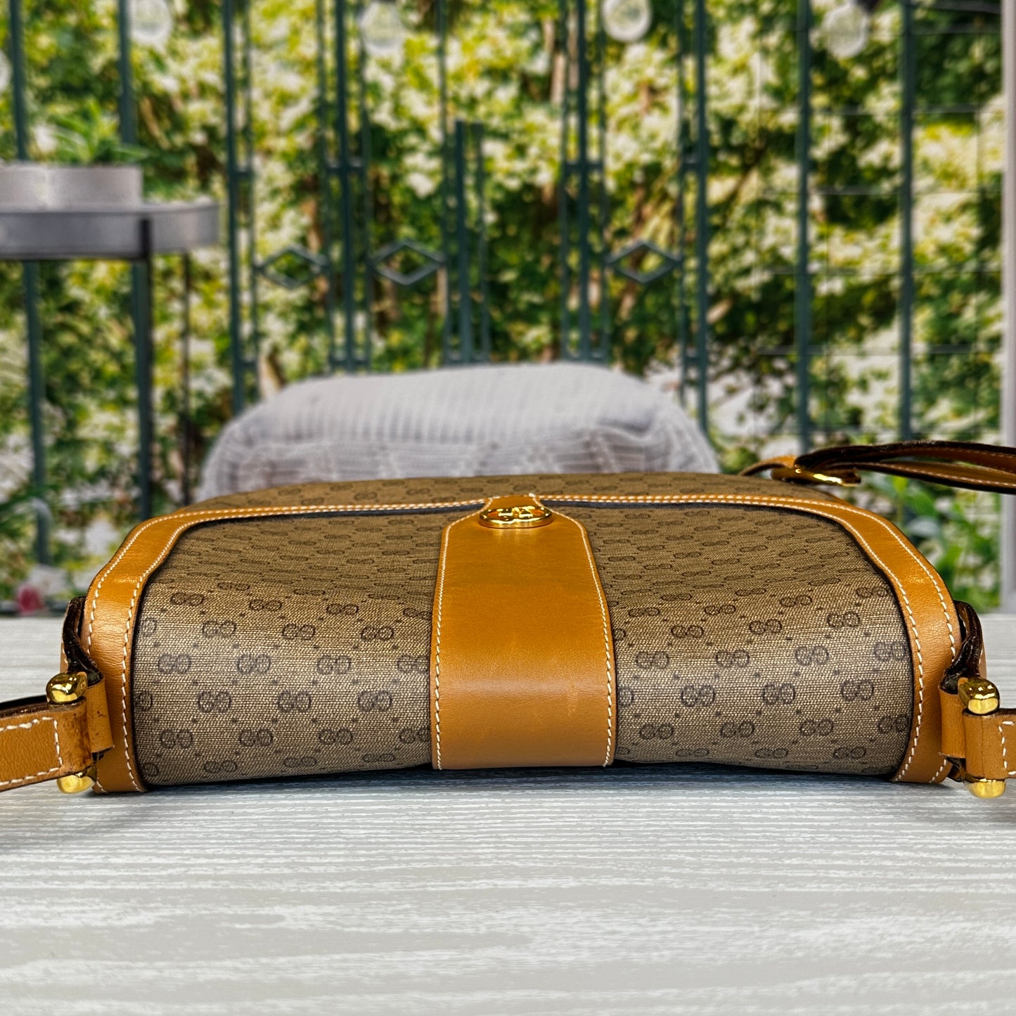 Gucci Micro GG Brown Coated Canvas Flap Crossbody Bag