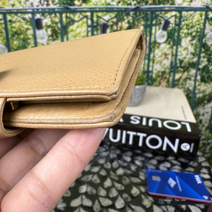 Chanel Tan Caviar Leather CC Compact Bifold Wallet