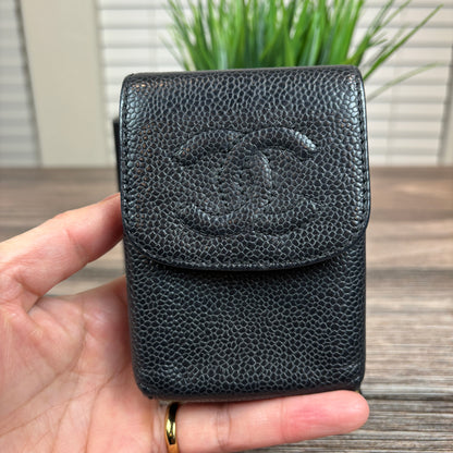 Chanel Vintage Caviar Cigarette Case Black