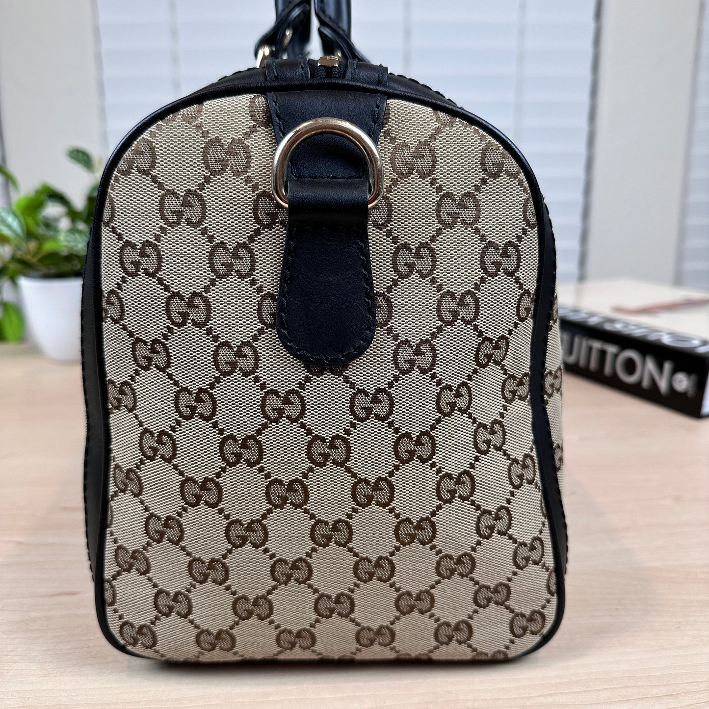 Gucci Original Boston Web  Black Leather