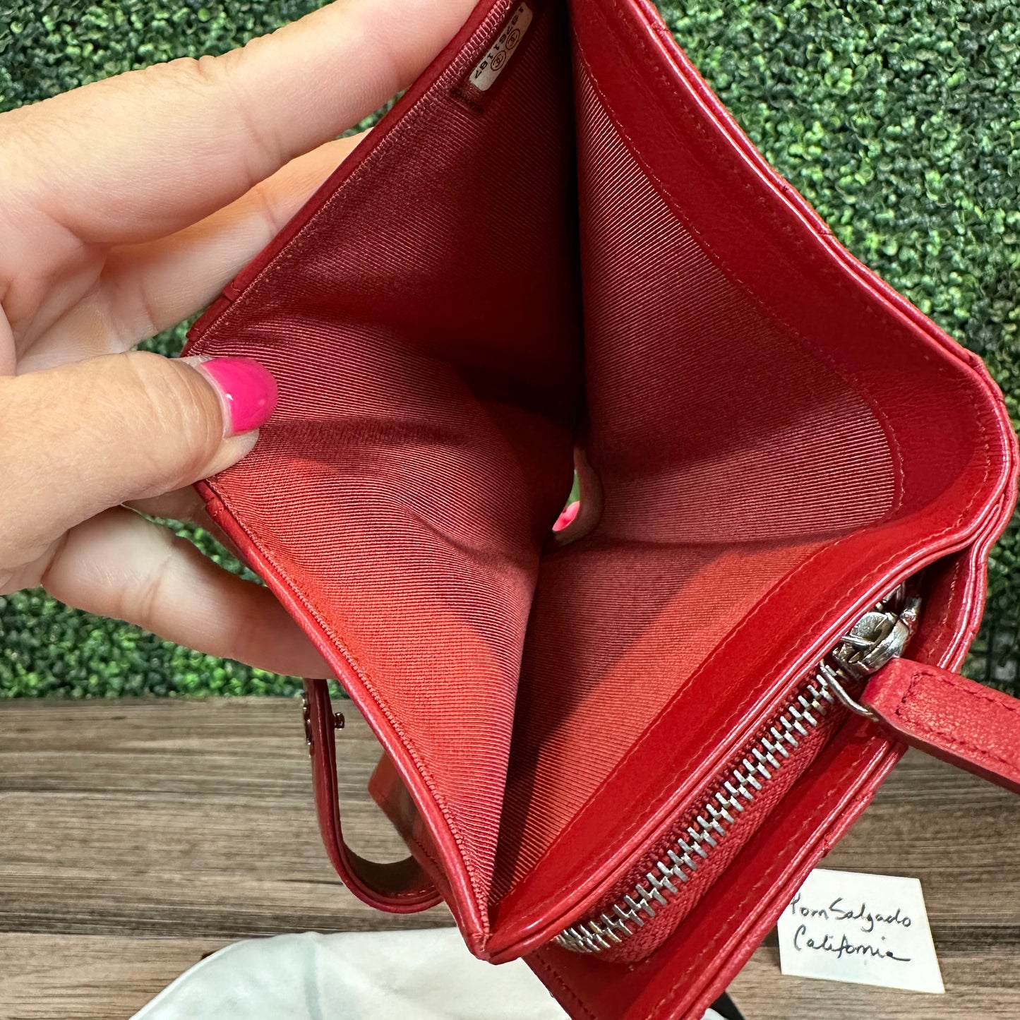 Chanel Red Quilted Leather CC French Wallet