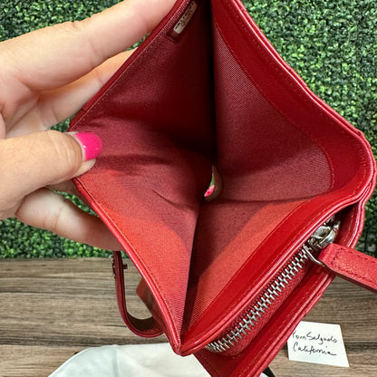 Chanel Red Quilted Leather CC French Wallet